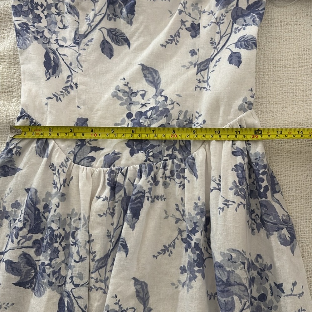 Reformation Cream Midi Dress with Blue Floral Print - Picture 13 of 15